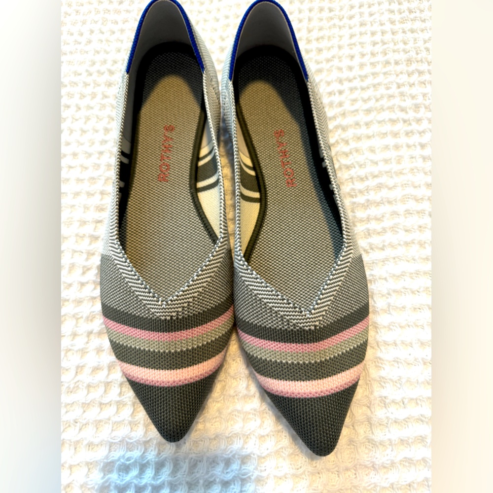 ROTHYS NWOT Grey/Pink Stripe The Point - Size 11